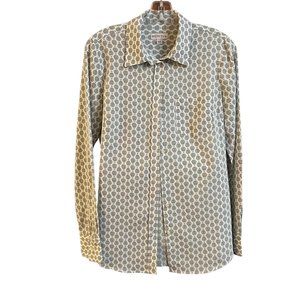 Women's Merona Gray and White Dress Shirt Long Sleeve Button Front Size Medium M